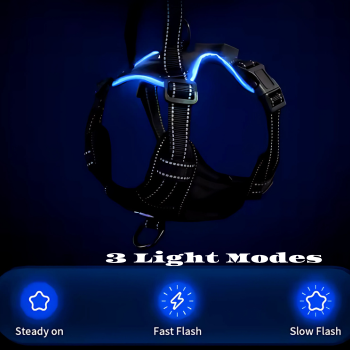 LuxeGlow LED Dog Harness – Elegant Visibility & Comfort for Night Walk